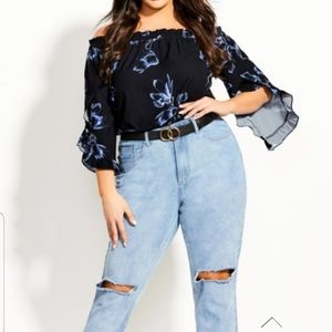 NWT floral off shoulder top